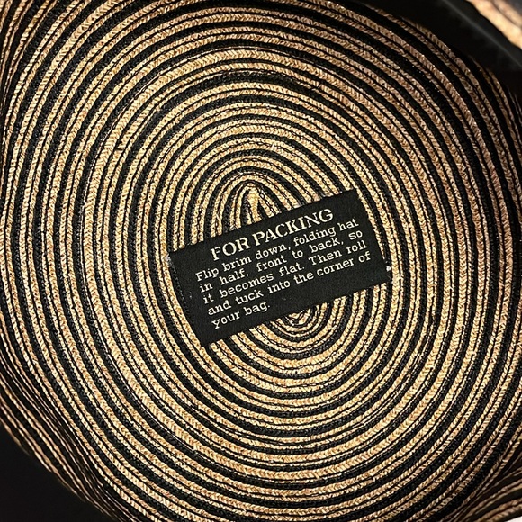 Eric Javits Packable Squishee Tan Black Woven Bucket Hat - OS - Picture 5 of 8